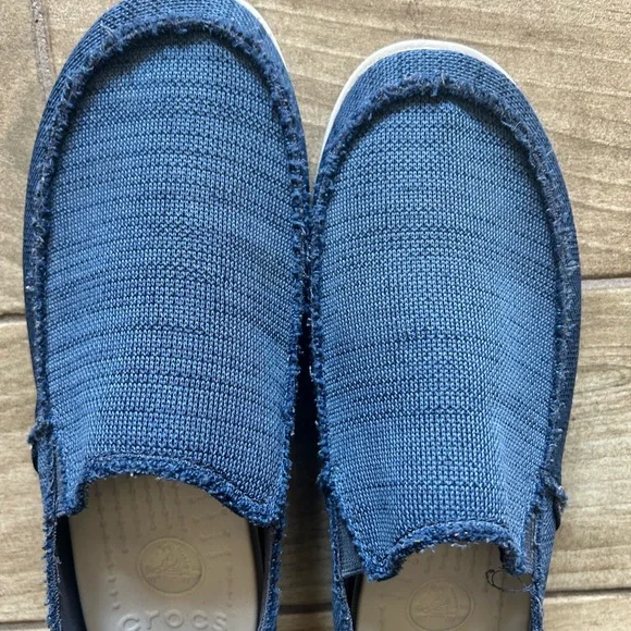 CROCS Men's Dark Blue Canvas Slip-On Loafers - Picture 5 of 7